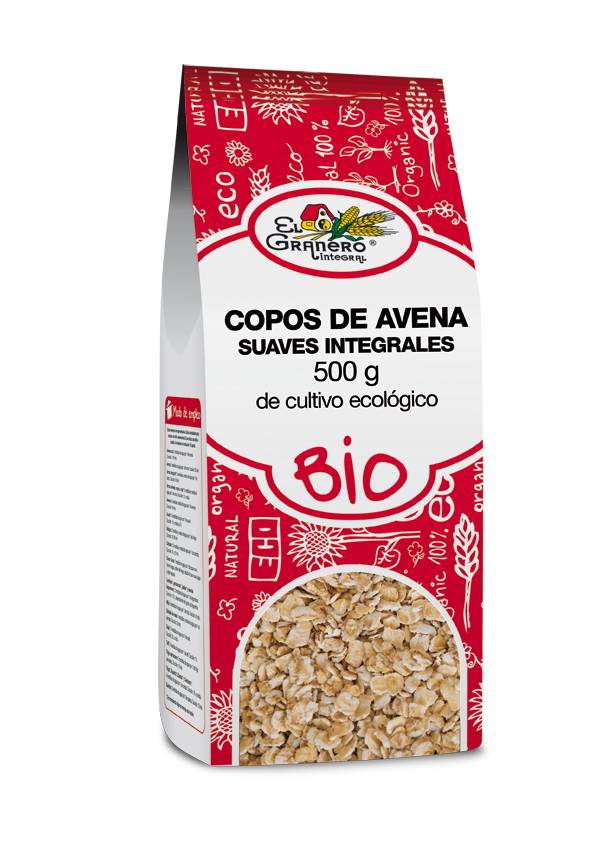 Copos Finos de Avena Integral Sin Gluten Bio, 500 g - El Granero