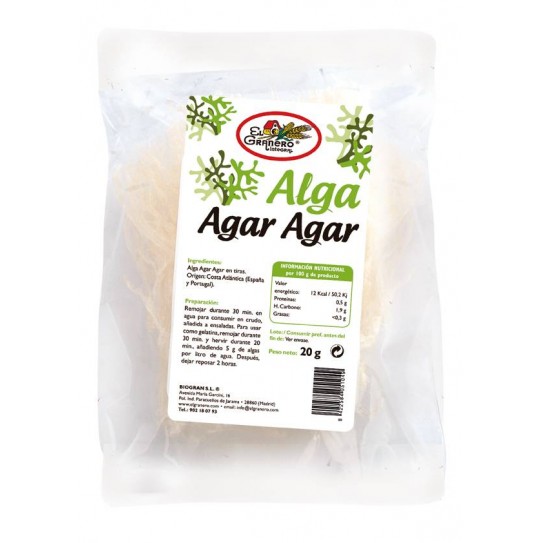 El Granero Integral ALGA AGAR AGAR TIRAS, 20 g